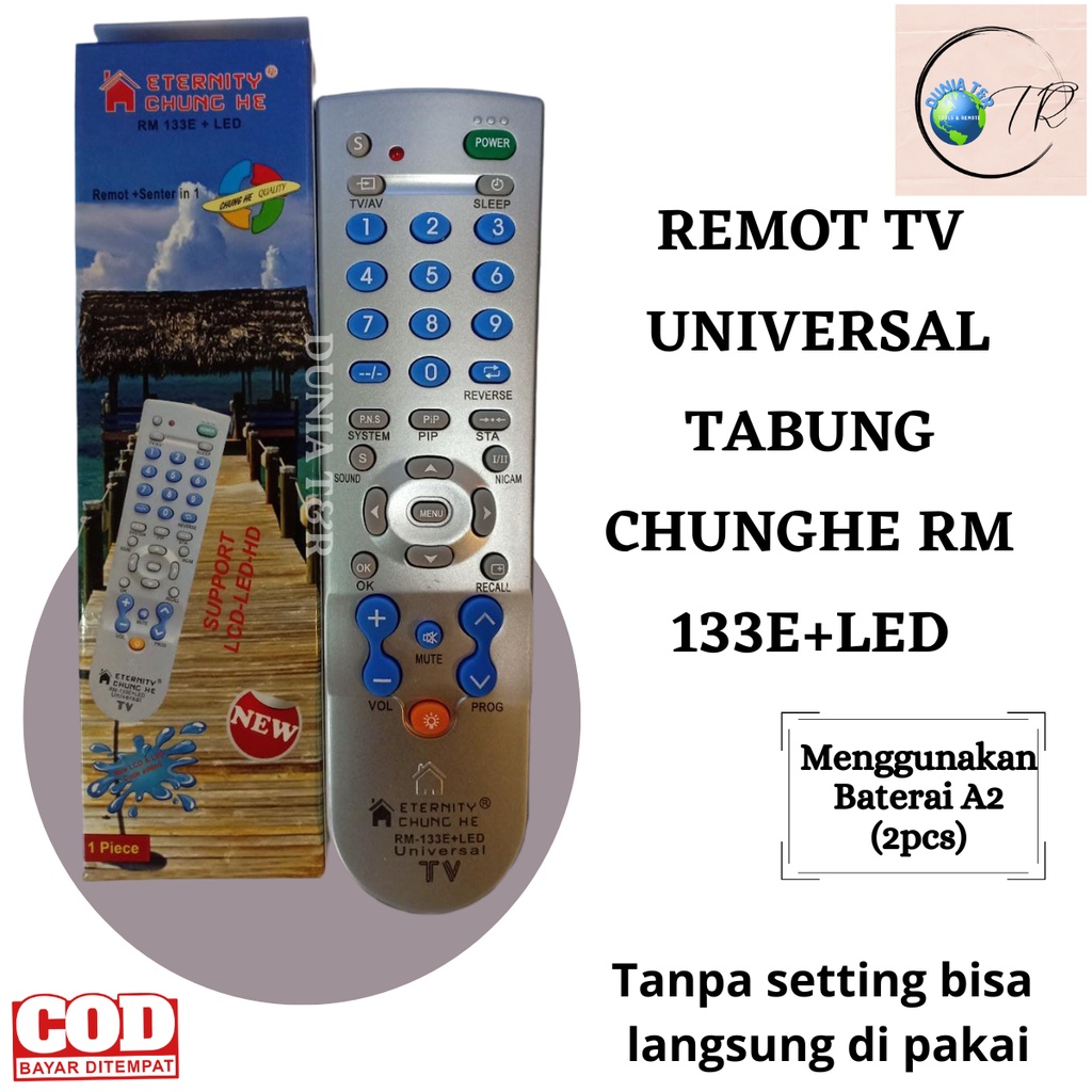 Remote Multi TV Tabung LCD LED Chunghe RM 133E Led Dan 233E Led+Senter Serba Guna