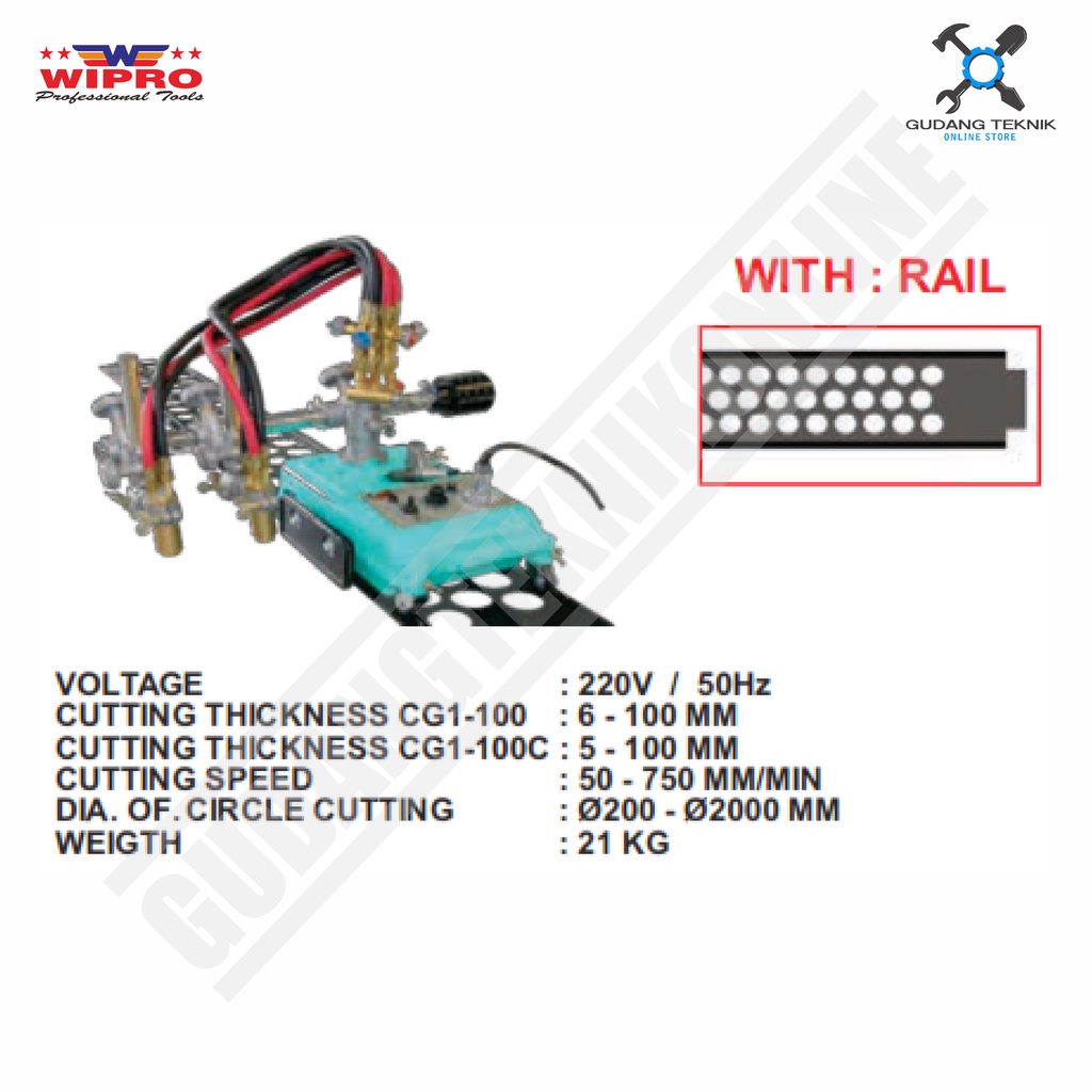 Mesin Potong Plat Besi WIPRO CG1-100C / Gas Cutting Machine REVISED WIPRO CG1 100 C - CG1100C WIPRO