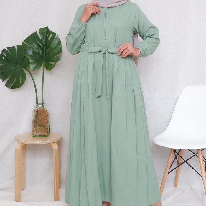 GRAGE SHOP - Gamis wollycrepe REVALINA rempel PLISKET depan ALDIRA remaja terbaru wanita muslim