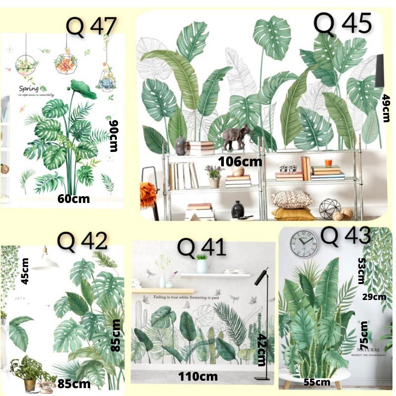 WALLSTIKER WALLSTIKER WALL STICKER STIKER PAPER WALLPAPER DINDING D3 MOTIF TANAMAN HIJAU DAUN POHON KAKTUS MONSTERA DEKORASI CAFE RUMAH PINTU JENDELA CERMIN KACA HIASAN KERAMIK KAMAR MANDI TOILET ANTI AIR WATERPROOF TEGEL KOMPOR KULKAS DAPUR 3D AESTHENTIC-1
