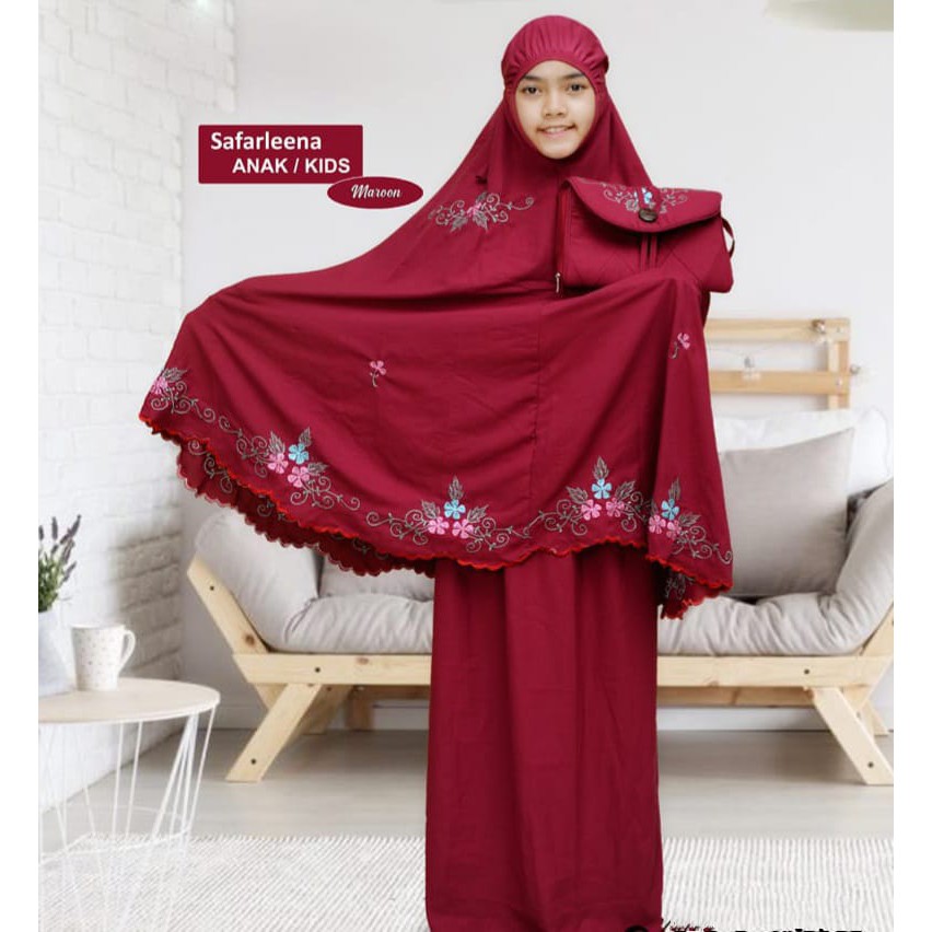 Mukena Couple ( Dewasa + Anak ) Safarleena Original Bordir Manual katun Viscose Premium khadijah Jum