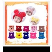 Kupluk Pompom Renda bunga /kupluk pompom baby gril