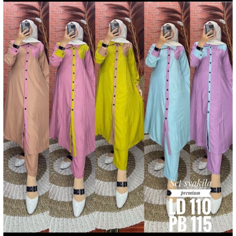 One set syakila long tunik