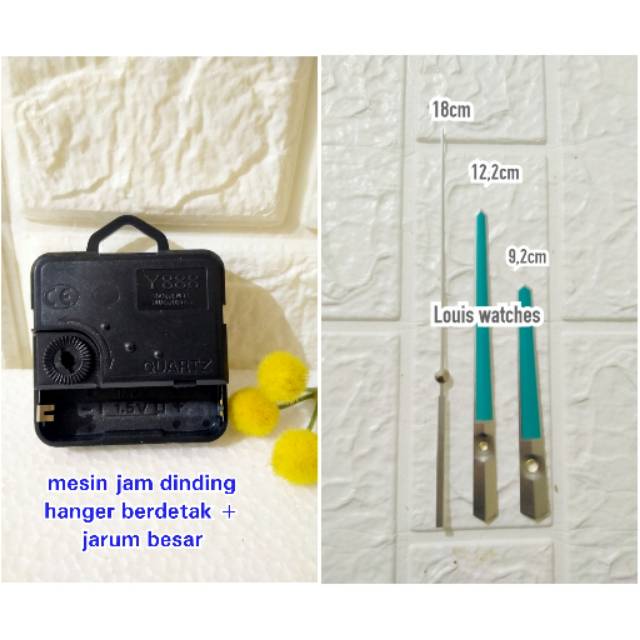 Mesin jam dinding hanger berdetak + jarum besar