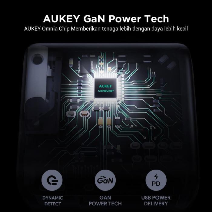 Aukey Adapter GAN 65w PD 3.0 + USB Port - 500484 / 501000 - PA-B3