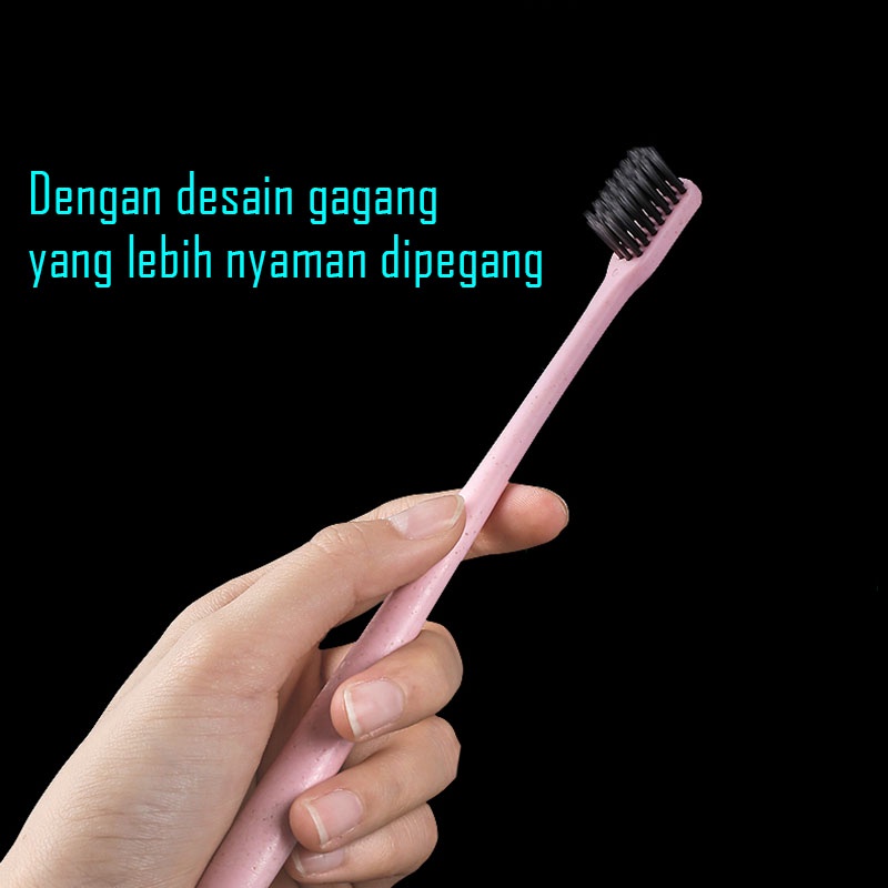 Sikat Gigi Bambu Charcoal Eco-Friendly Bamboo Charcoal Toothbrush Sikat Gigi - WORLDHOME