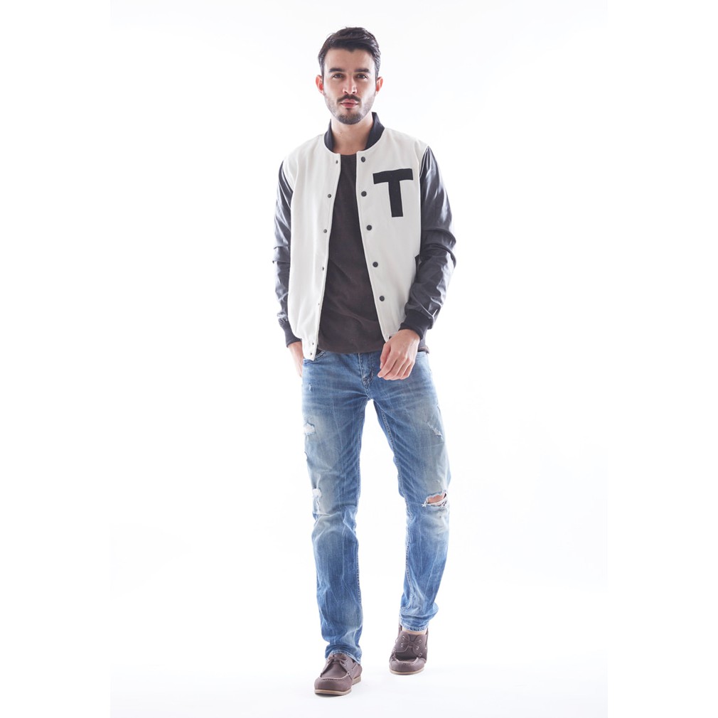 Best Quality  Tendencies Jaket WHITE T INITIAL VARSITY