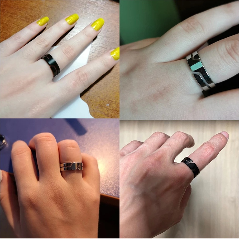 Minimalist Black Geometry Stainless Steel Ring/ Street Casual Couple Ring