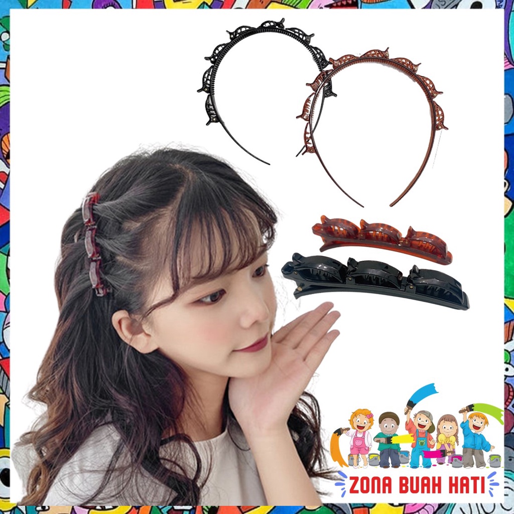 ZBH Bando Jepit Multi Layer Kepang Hollow Double Bangs Hairstyle Jepit Rambut MultiLayer Bando Korea Aksesoris Rambut Murah Import