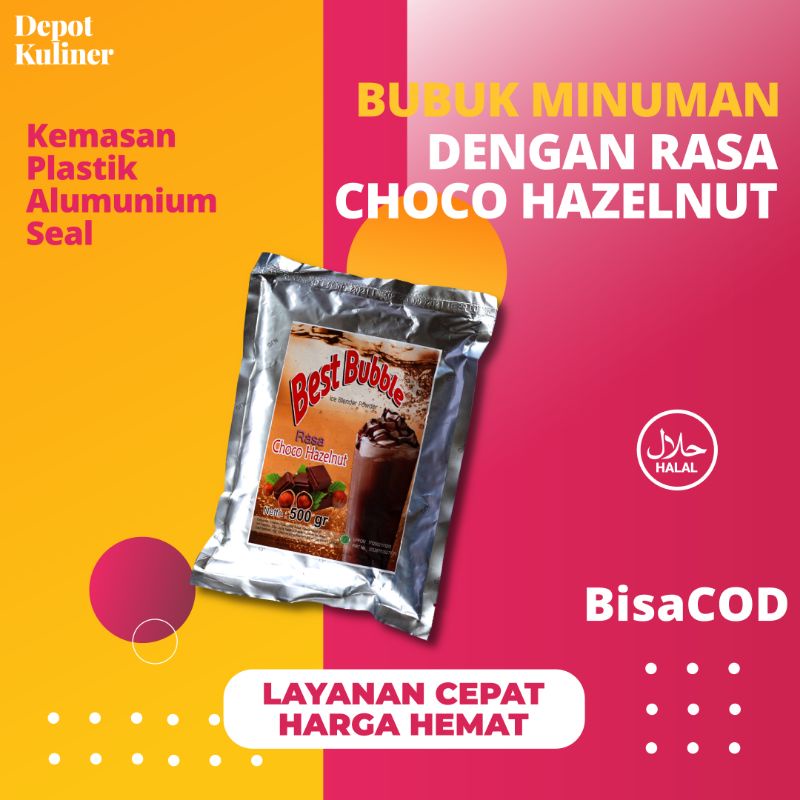 Bubuk Minuman Best Bubble Choco Huzelnut Ice Blended Bubble Powder 500 Gram