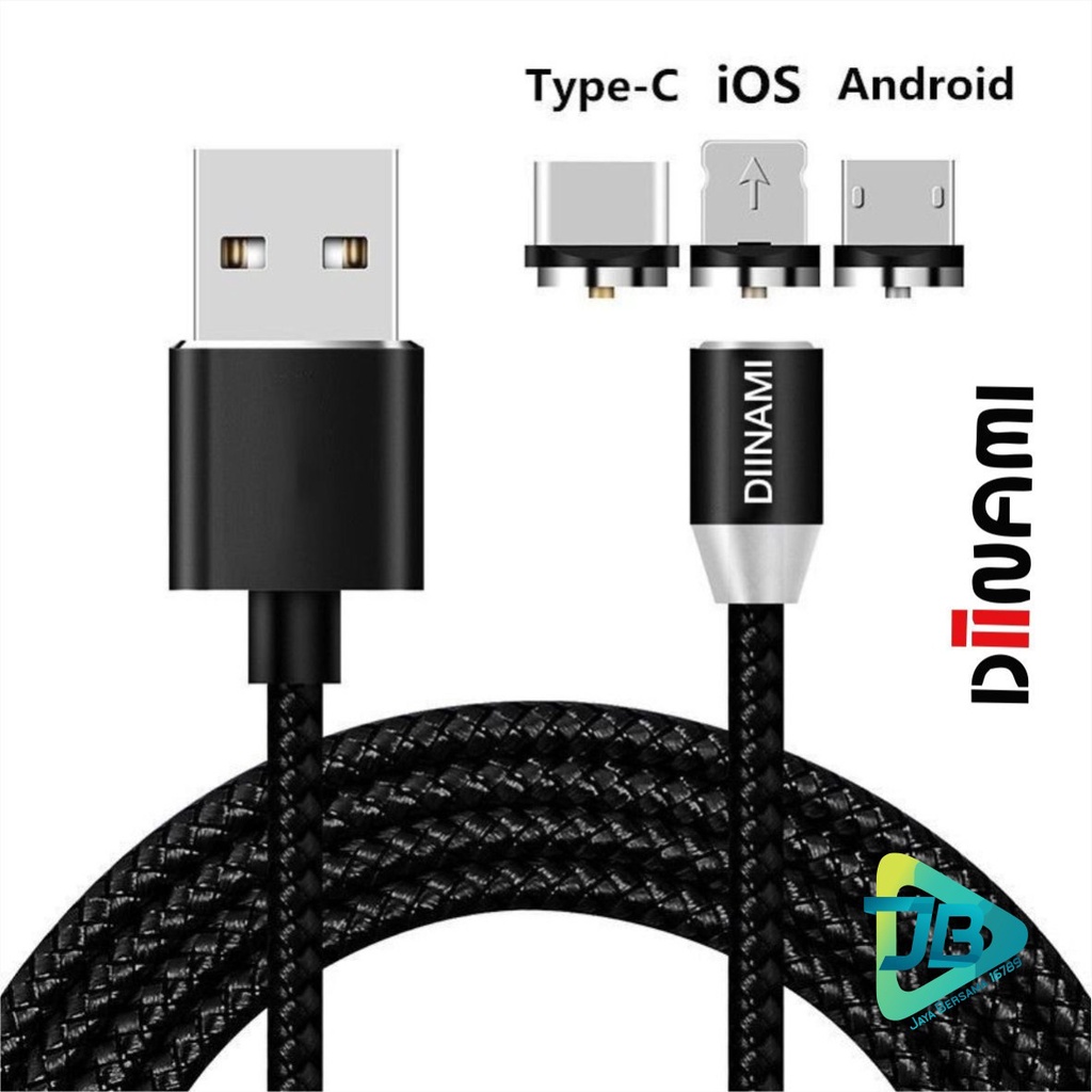 BM017 Kabel cable DIINAMI charger Cashan casan magnet magnetic 3in1 Micro iPhone tipe c fast charging 2.4A JB4990