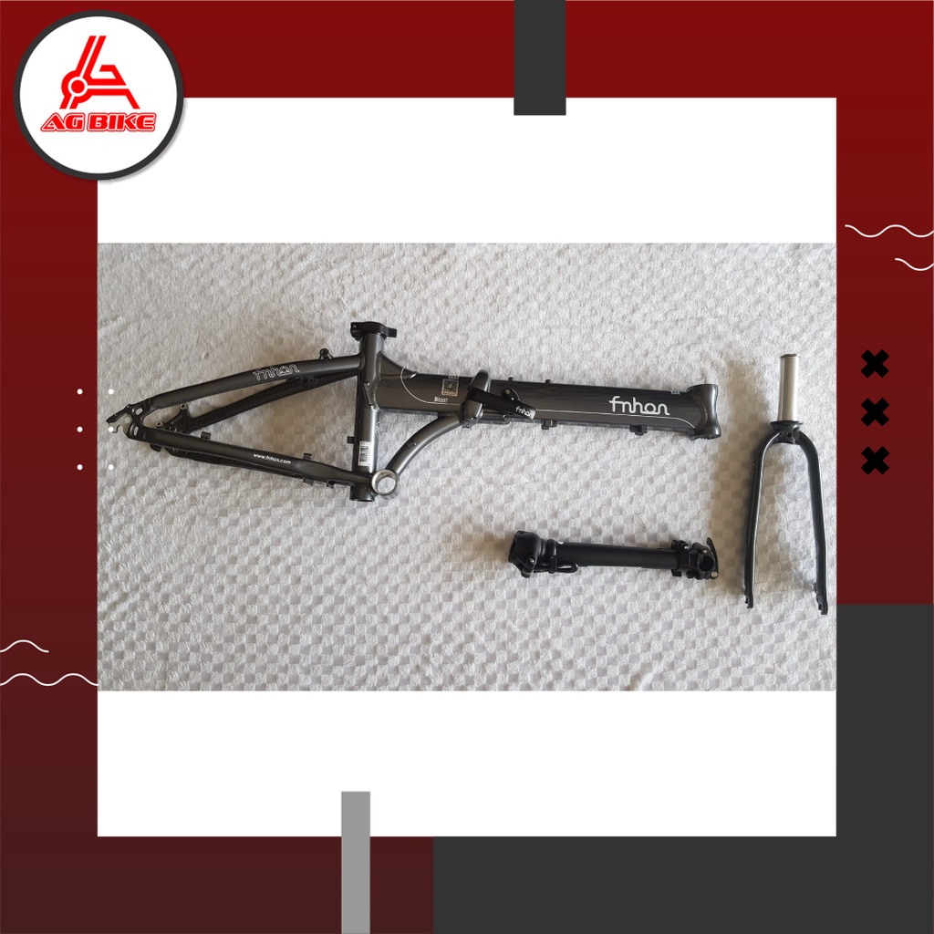 Frame set &amp; handle post HP FNHON BLAST abu-abu Discbrake 20inc New Db sepeda lipat alloy disc brake