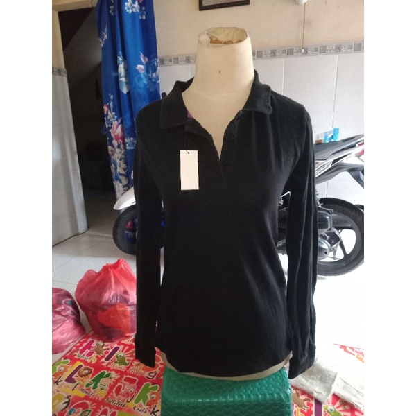kaos kerah hitam polo PL second