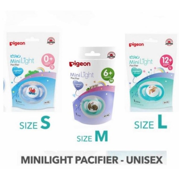 Pigeon Mini Light Pacifier/empeng new Boy/Girl/Unisex S/M/L