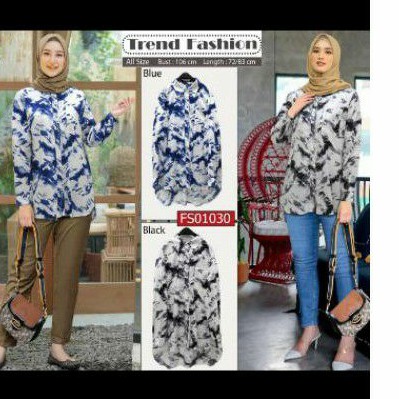 Kemeja Motif Abstrak Bahan Rayon (01030)