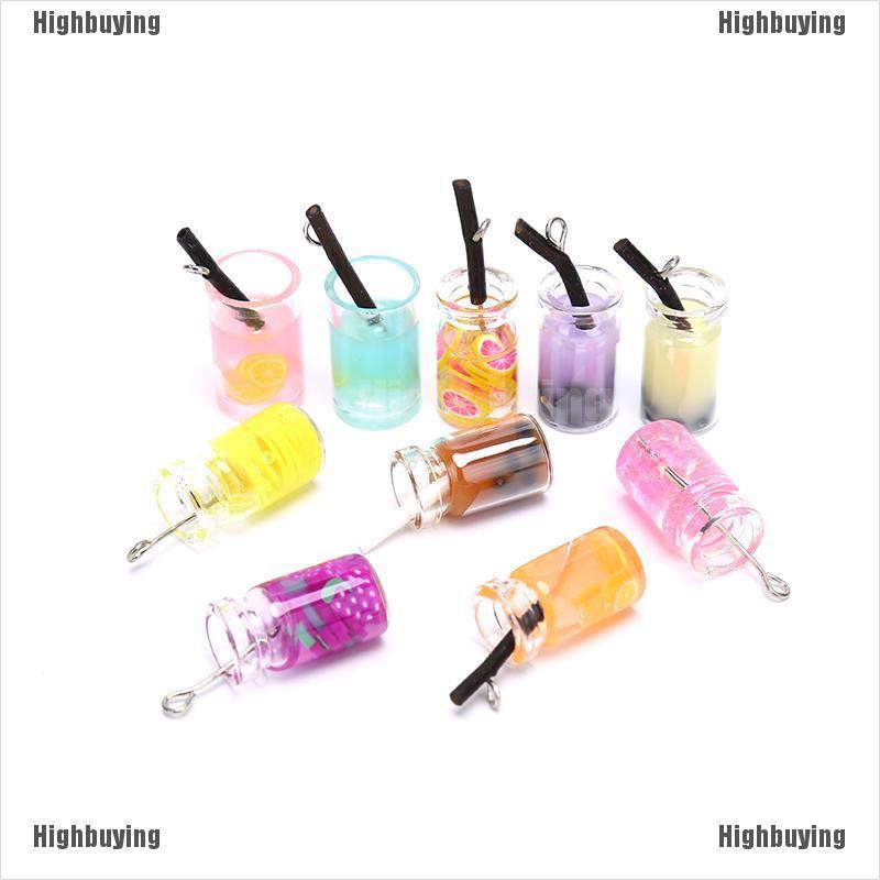 Hbid Glory 10Pcs / set Charm / Charm Resin Bentuk Milk Tea Untuk DIY Anting