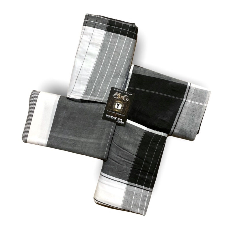 SARUNG PRIA DEWASA BLACK WHITE MOTIF ATLASAN PREMIUM