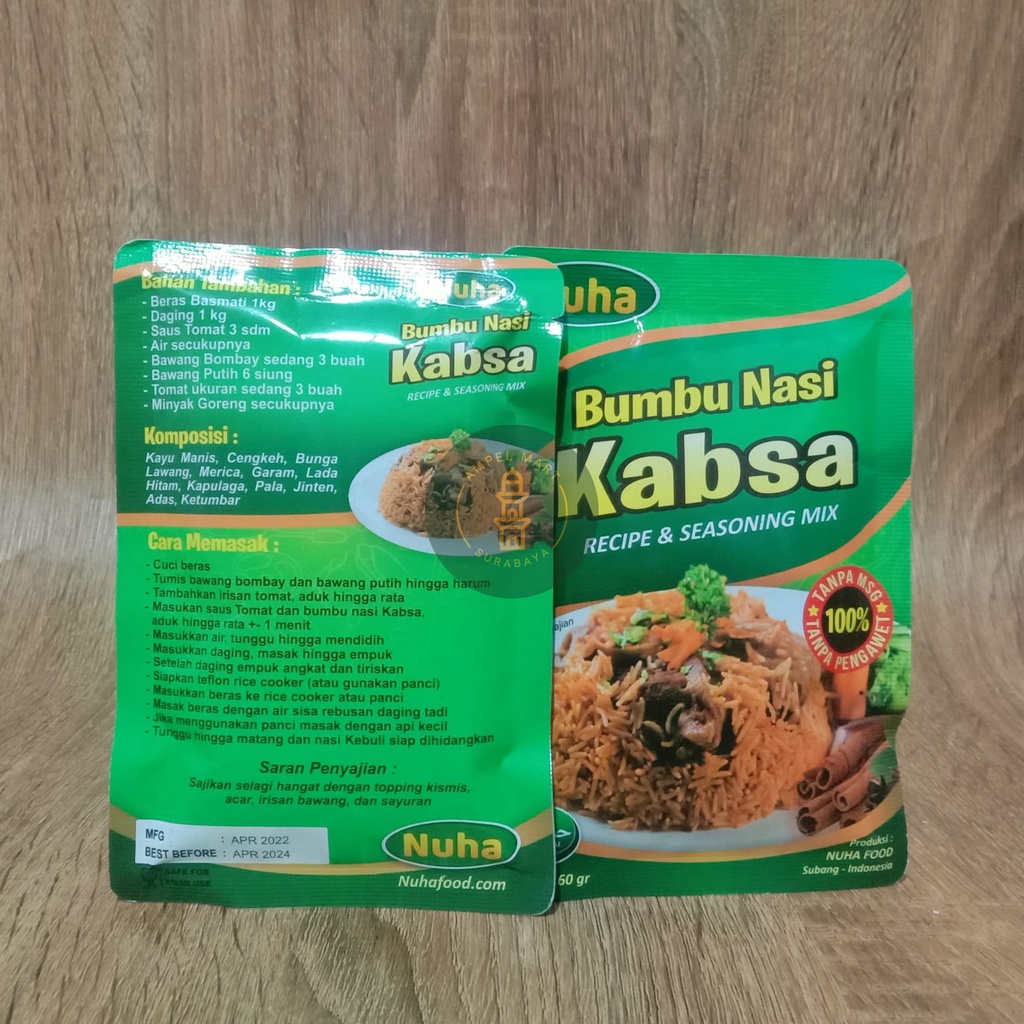 Bumbu Nasi KABSA Instant Bumbu Nasi Kabsa Sachet ORIGINAL 100% NON MSG &amp; PENGAWET 60gr - NUHA FOOD