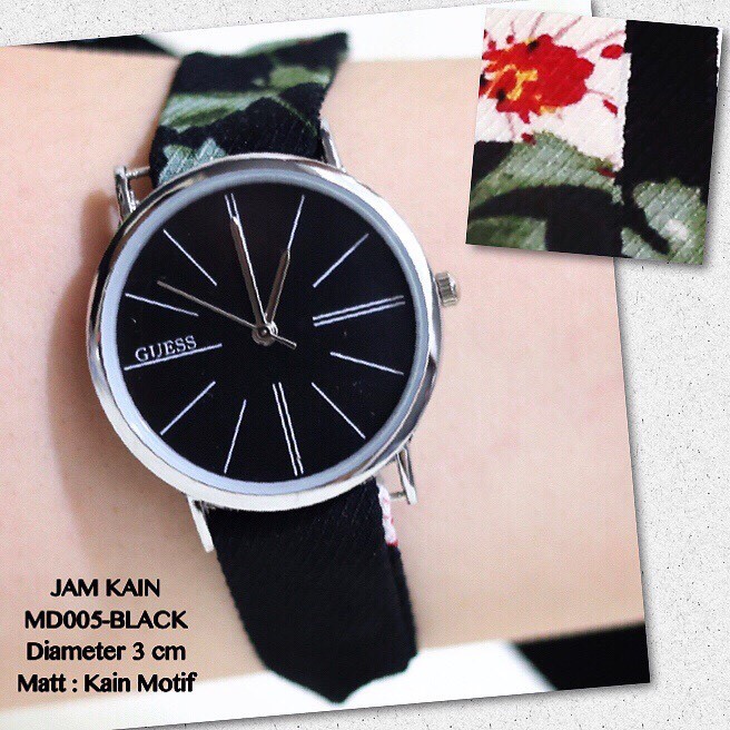 Jam tangan kain pita GUESS grosir ecer flash sale obral termurah import MD001