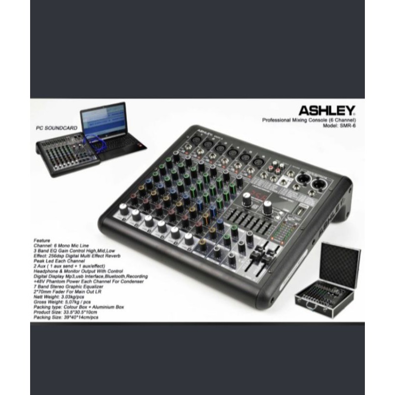 Mixer Audio 6 Channel Ashley SMR 6 / SMR6 New Model