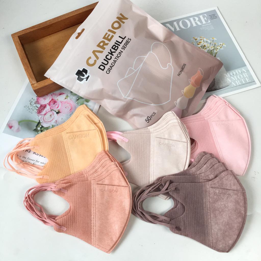 Masker Duckbill Mix Warna Warni  Pastel Hitam Putih Abu Isi 50 Pcs Per Box