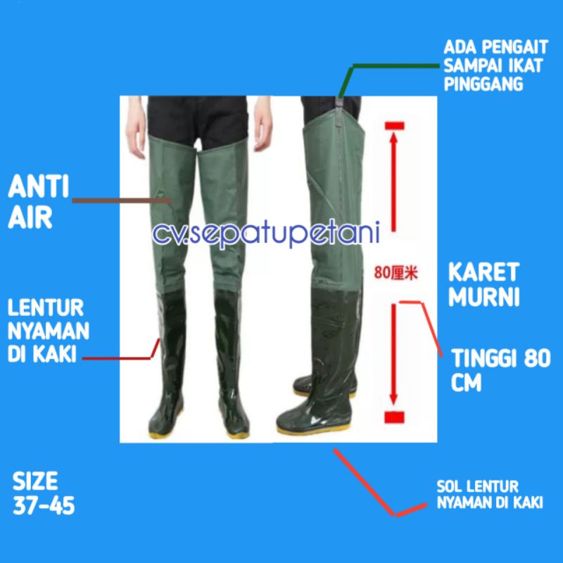 Boot Boots But Pria Wanita Dewasa Karet Sawah Petani Taman Nelayan Ladang Rawa Mancing Lumpur Pasar Cuci Motor Anti Air Banjir Keong 60 Cm Bukan AP Lentur Panjang