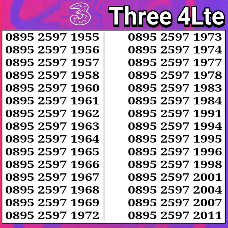 Kartu Tri nomor Cantik