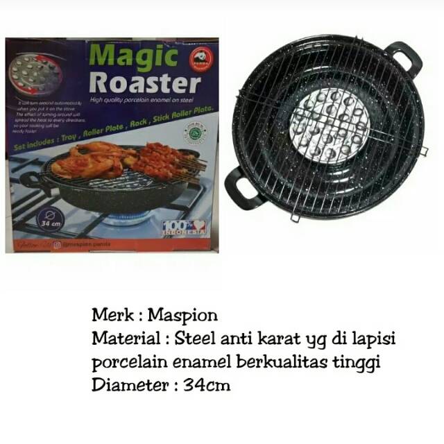 MASPION anggangan Sosis Magic Roaster 34cm / Grill Roaster Enamel 34cm / BBQ Grill Roaster MASPION