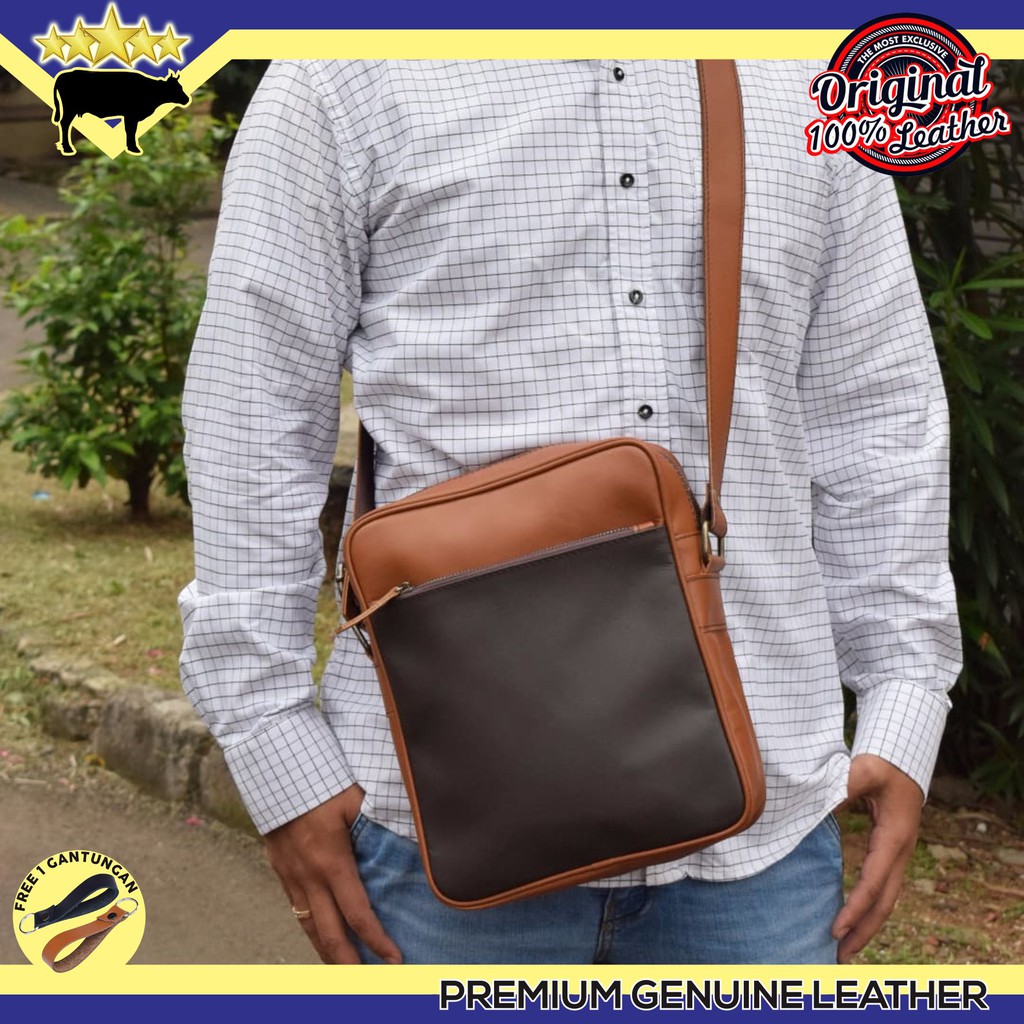Tas pria premium kulit asli vintage - Tas selempang pria