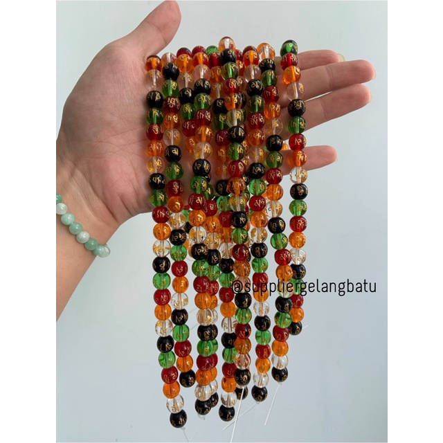 10mm mix colour om mani padme hum tibetan mantra glass round beads