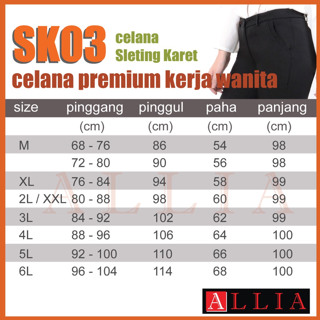 Celana Bahan Wanita SK03 Dark Grey M - 7L Celana Kerja Wanita Jumbo