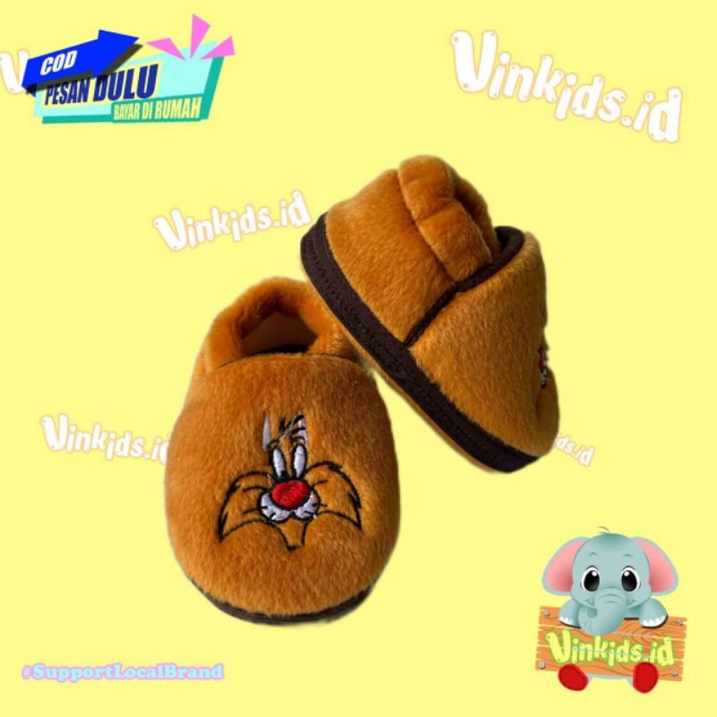 Sepatu Bayi Laki Laki Perempuan 0 12 Bulan Karakter Kartun Lucu Cokelat Tua/ Prewalker