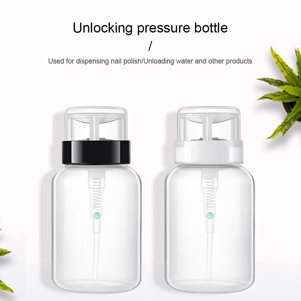 200ml Plastic Nail Polish Remover Refillable Bottle / Press Pumping Dispenser Bottle / / Portable Travel Nail Remover  Container  Bottles