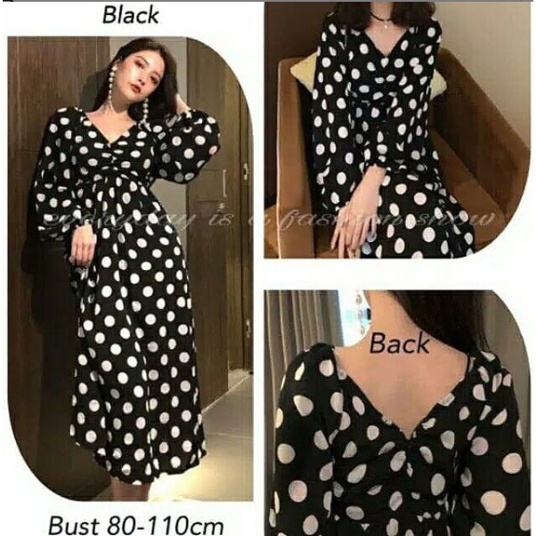 CL_ Dress Alicia Polka Maxy import Bahan strech
