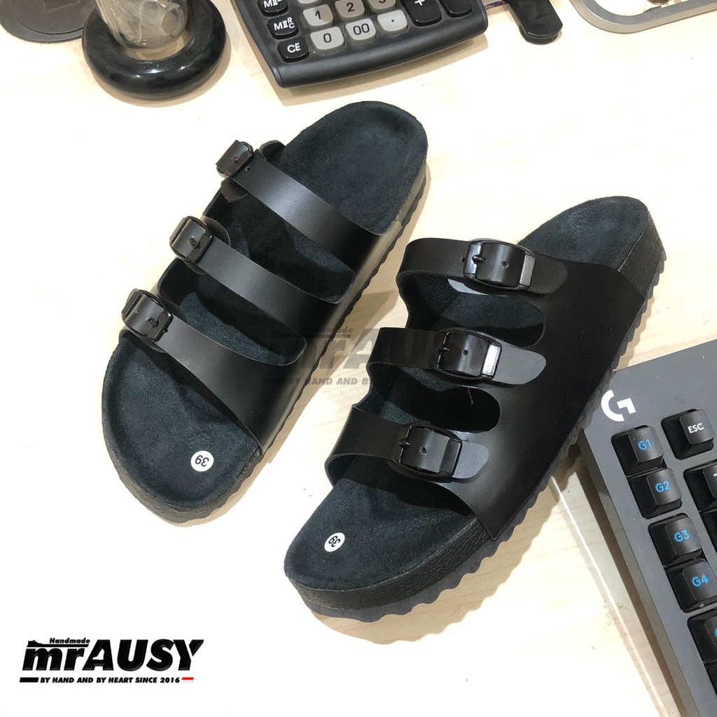 Sandal Selop Wanita Casual mrAUSY Ringan Strap 3 Gesper 3