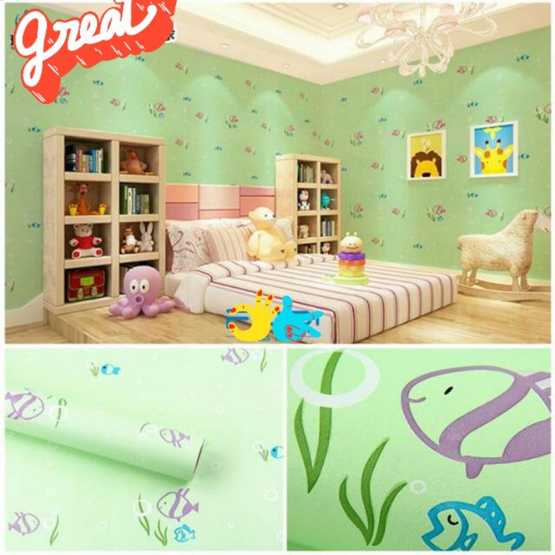 wallpapaer stiker anak anak, lucu 45x10, stiker dinding motif anak,anti jamur