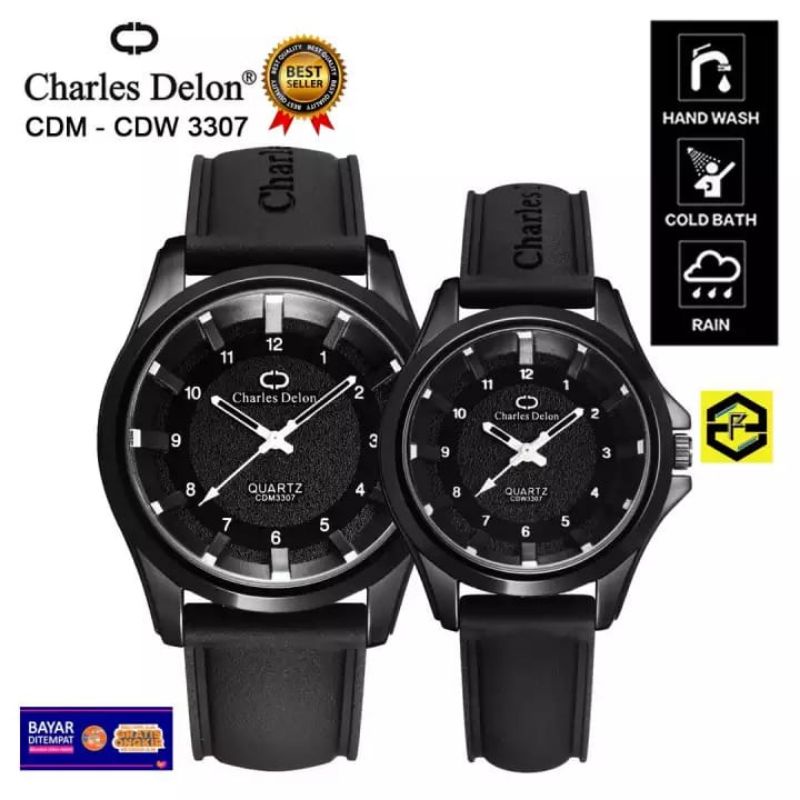 CHARLES DELON_JAM TANGAN CAOUPLE CHARLES DELON STRAP SILIKON TERBARU