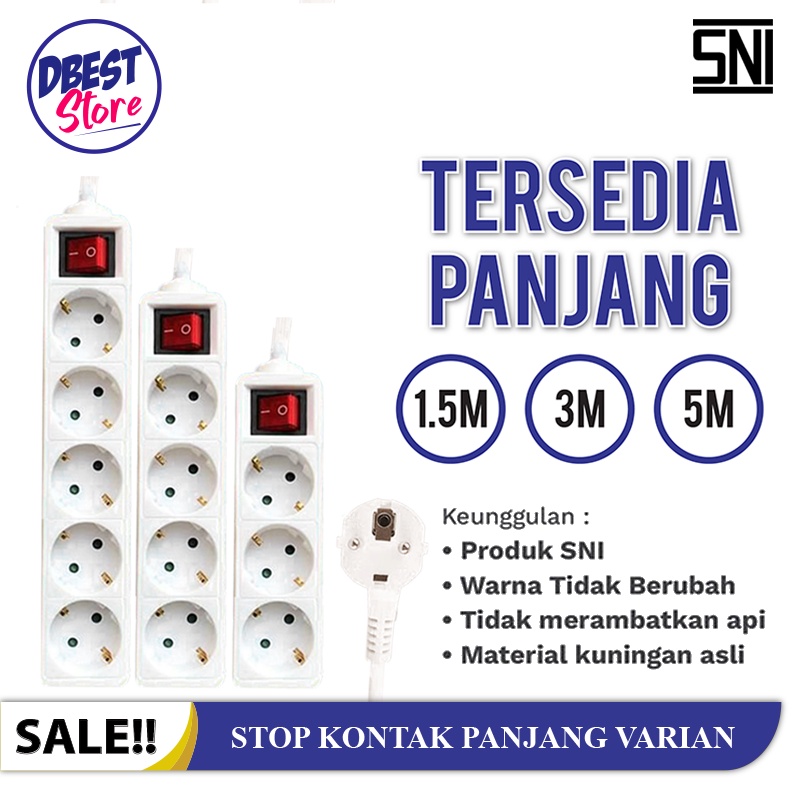 STOP KONTAK 3,4,5 LUBANG PANJANG 1,5M - 5M + KABEL / STOP KONTAK KABEL / COLOKAN LISTRIK