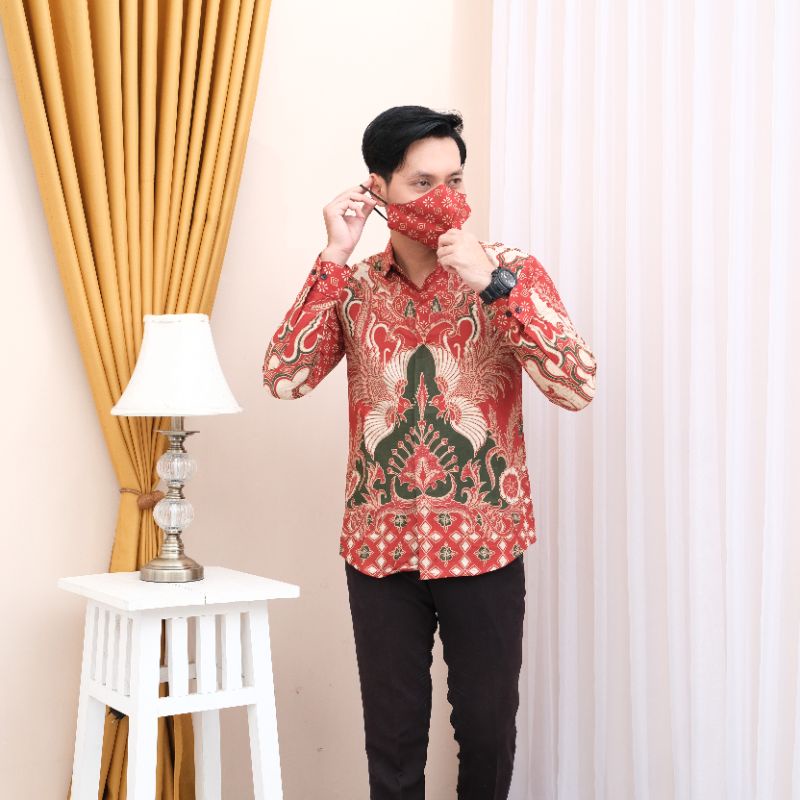 Batik Pria Slimfit Kantoran Kombinasi Lengan Panjang Premium Batik Premium Terbaru MTF09