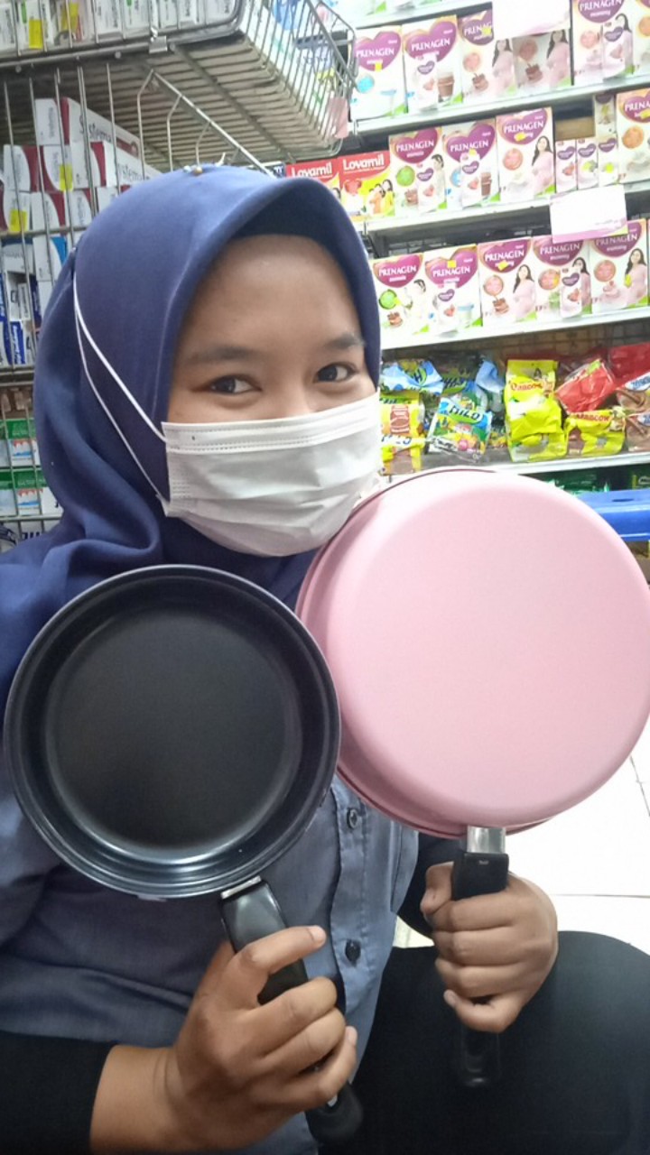 1 Set Isi 2 Pcs Fry Pan Teflon Wajan Kuali Penggorengan Warna Serbaguna Murah