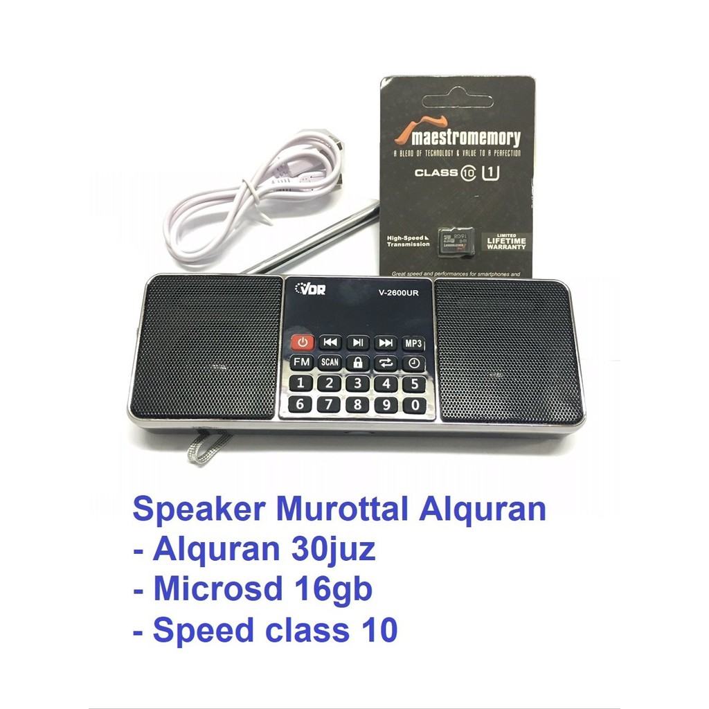 Speaker dan memory Alquran murottal VDR V2600ur USB Micro sd FM Radio Speker Spiker Quran V-2600ur