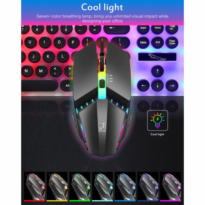 C-techia Mouse Gaming Breathe 7 Color Light LED 1600 Dpi