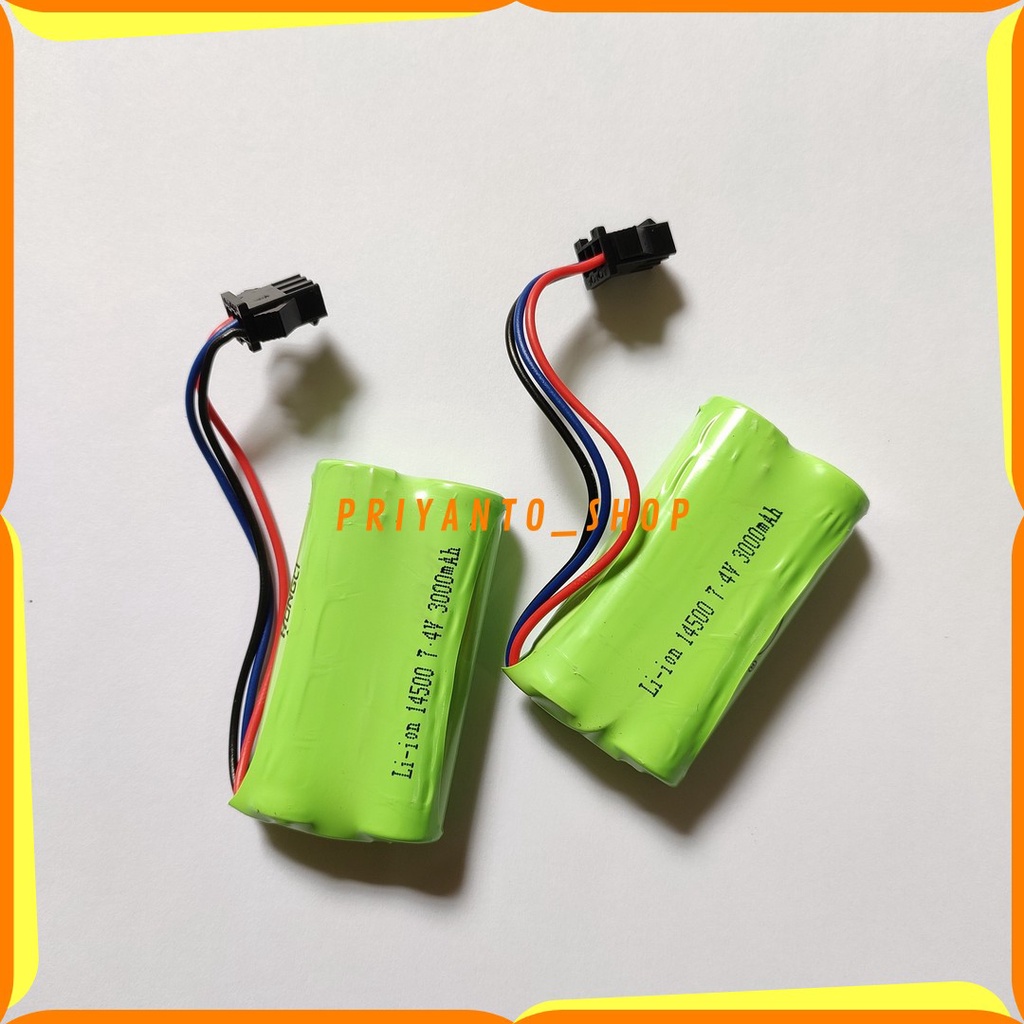 TERMURAH BATU Baterai Li-ion 7.4V 14500 3000mAh Soket Hitam Battery wltoys