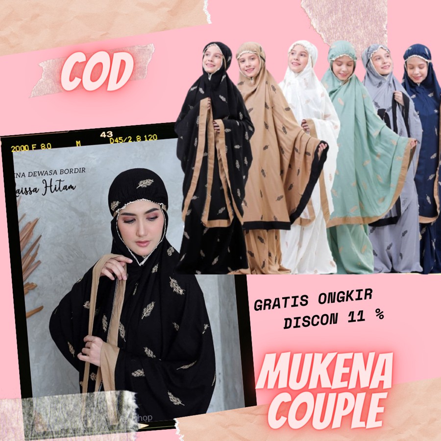MUKENA DEWASA RAYON BALI BORDIR CANTIK MEWAH TERBARU JUMBO ADEM/MUKENA COUPLE IBUANAK/MUKENA HITAM