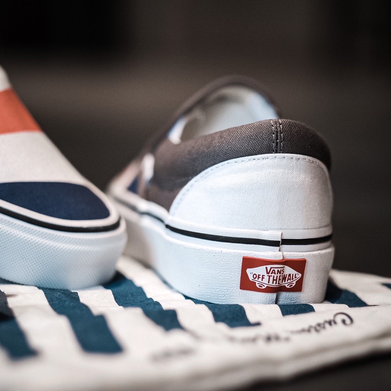 VANS SLIP-ON COSTOME MADE FOR YOU “BLUE/WHITE/SPICE ORANGE” ORIGINAL 100%