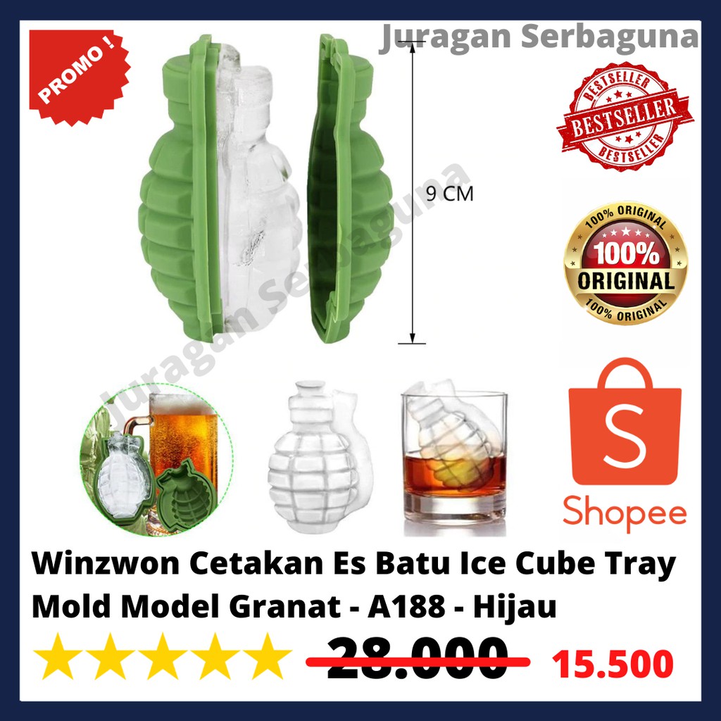 Winzwon Cetakan Es Batu Ice Cube Tray Mold Model Granat - A188 - Hijau