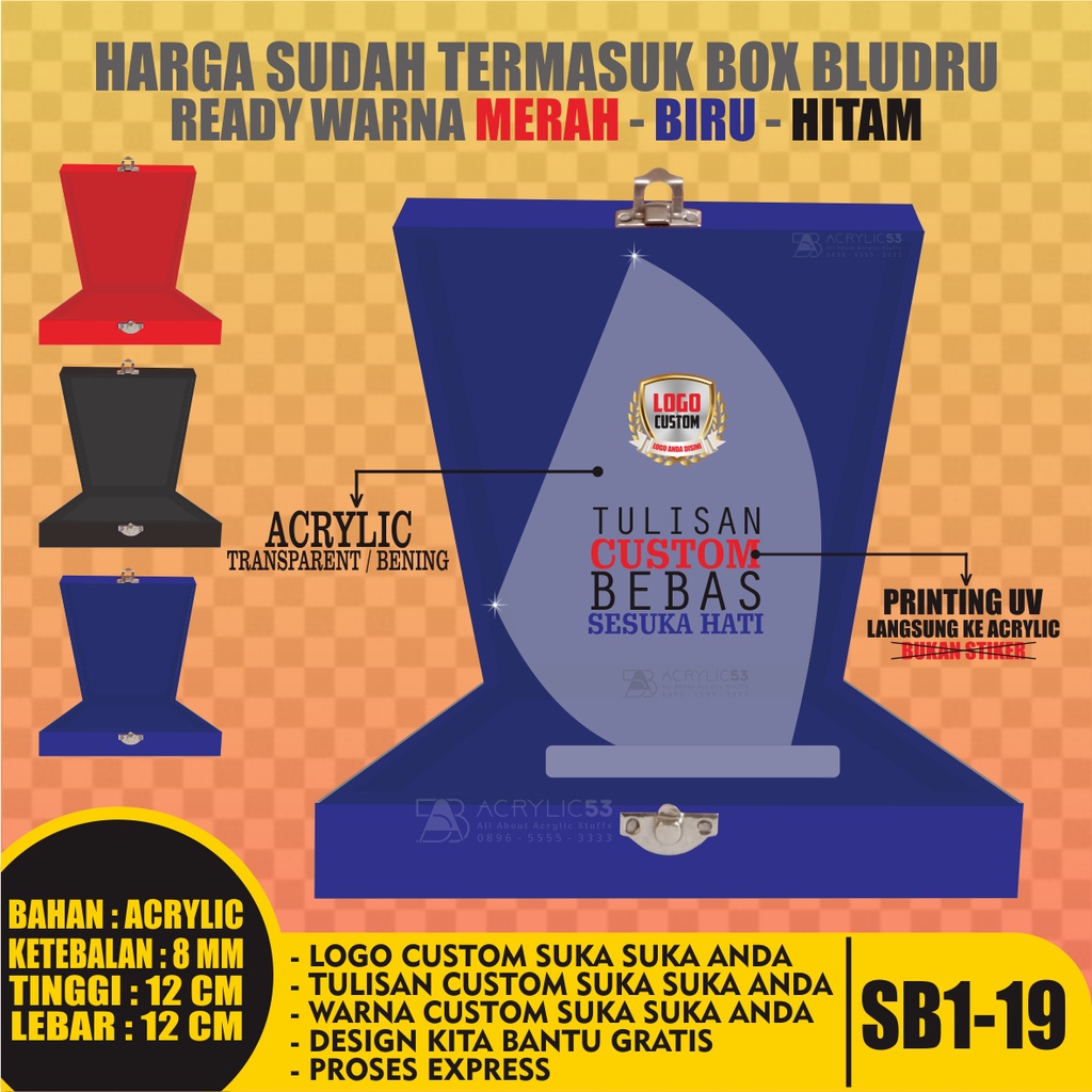 PLAKAT, PLAKAT AKRILIK, PLAKAT ACRYLIC, PLAKAT CUSTOM, VANDEL, PIAGAM PENGHARGAAN 15X10 + BOX SN44