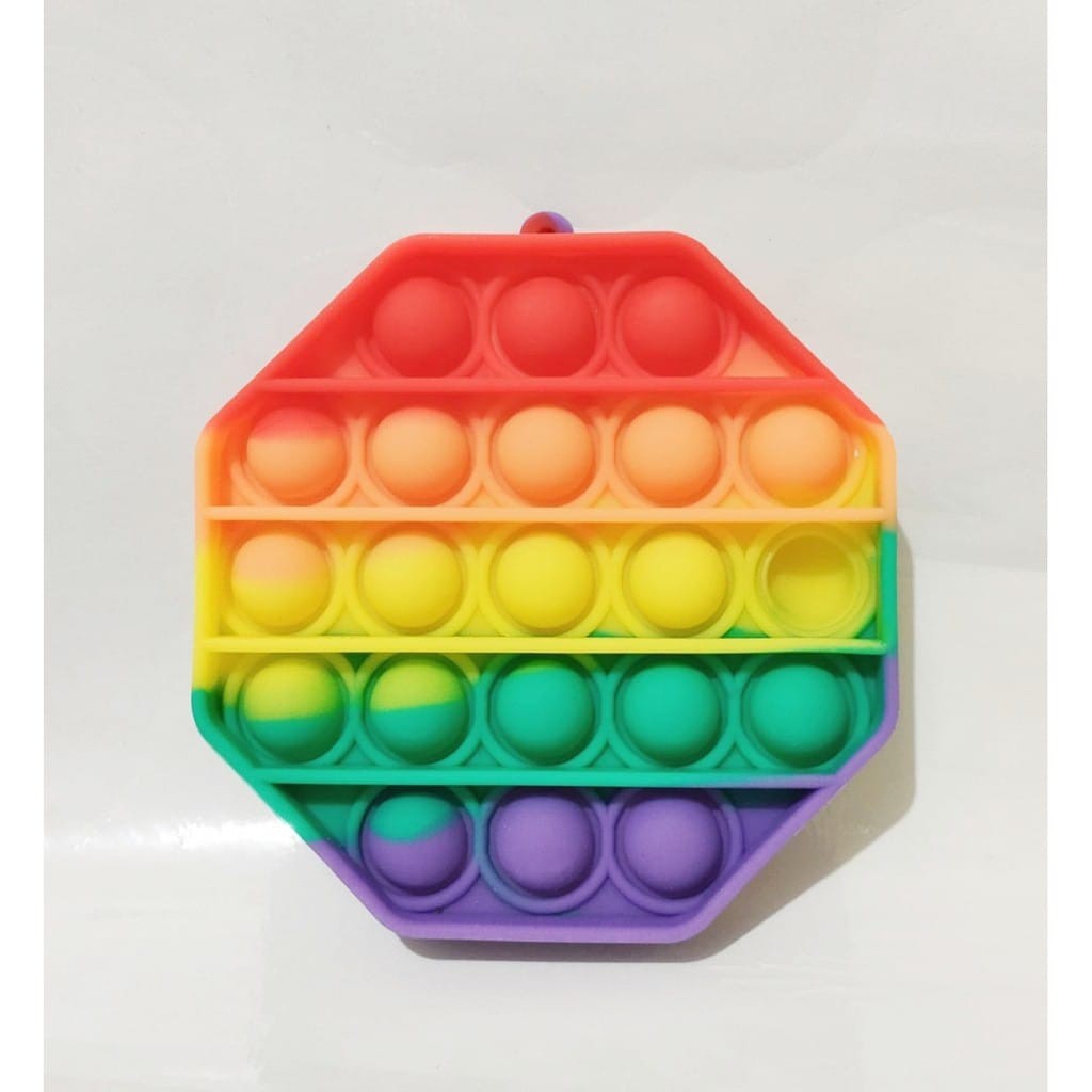 MAINAN VIRAL POP IT BUBLE SILICON PUSH BUBLE FIDGET CUBE MAINAN TREND PINCET SENSORY RAINBOW POP IT-SEGI 8 RAINBOW