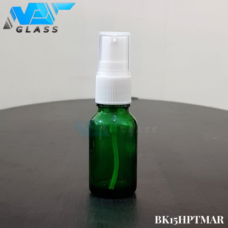 botol pump treatment 15ml kaca hijau / botol kaca 15ml tutup pump