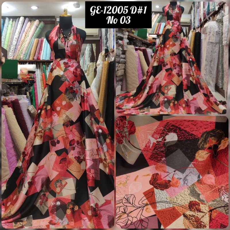 Kain Silky Sutra Motif Abstrak GE-12005 D#1 No 03 Premium